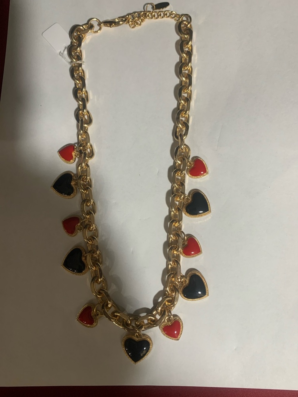 Venus Gold Chain Necklace with Red and Black Heart Charms